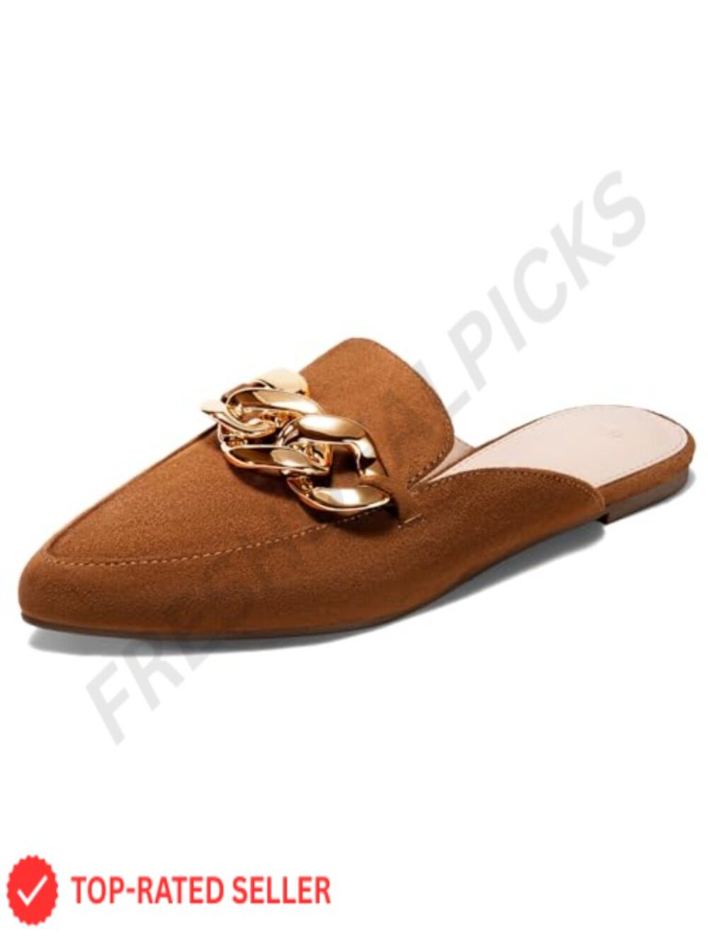 Womens Mules Flats Pointed Toe Backless Loafers Slip On Synthetic Leather Suede